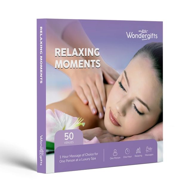 Wondergifts Relaxing Moments Gift Experience Box - One Hour Massage of Choice at 50 Luxury Spas