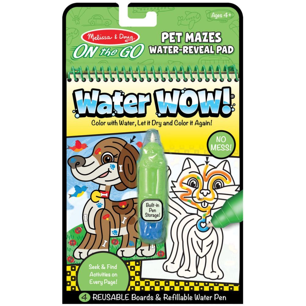 Melissa & Doug On The Go Water Wow Water-Reveal Pad - Pet Mazes (4 Scenes)