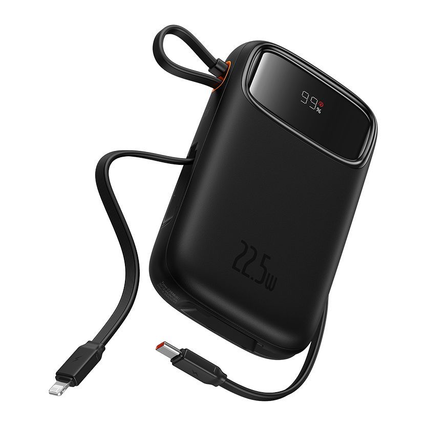 Baseus Qpow2 Dual-Cable Digital Display Fast Charge Power Bank 10000mAh 22.5W - Black