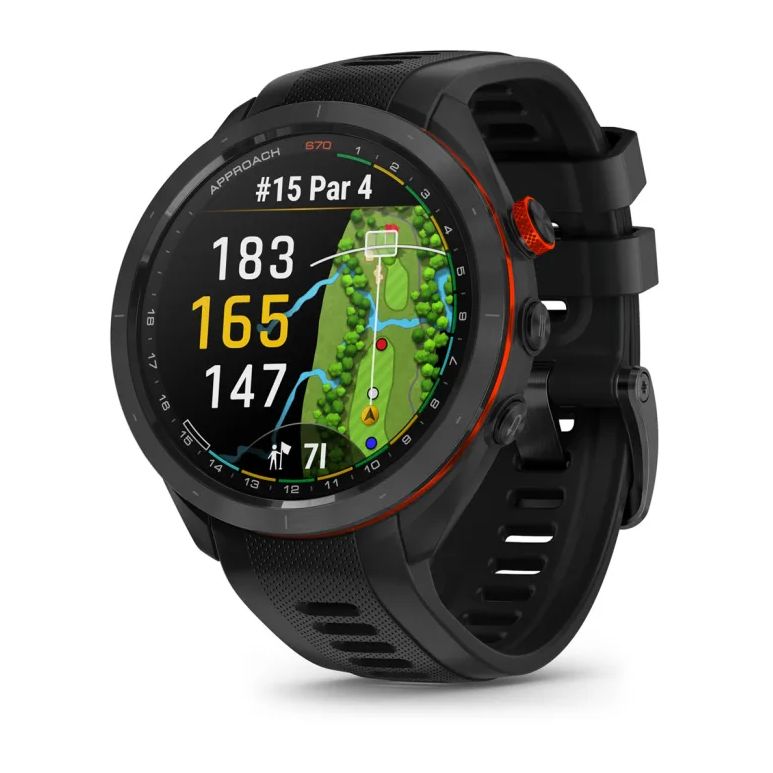 Garmin Approach S70 47mm Fitness Smartwatch - Black Ceramic Bezel With Black Silicone Band