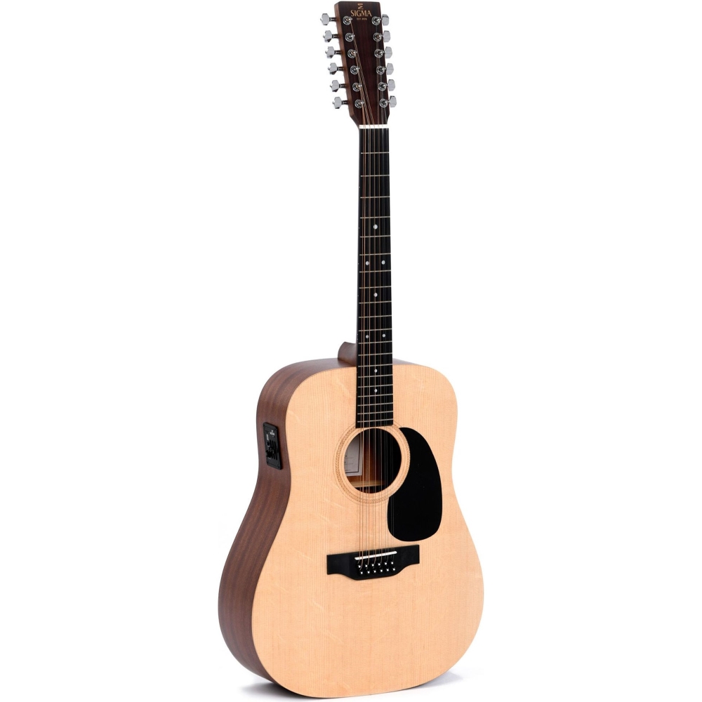 Sigma Guitars DM12E D-14 Fret Solid Top Sitka Spruce Semi-Acoustic 12 String Guitar - Include Softcase