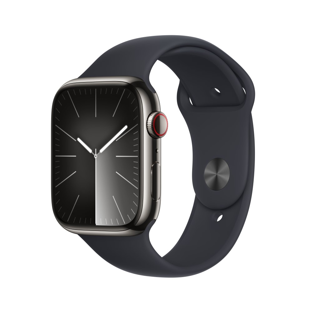 Apple Watch Series 9 GPS + Cellular 41mm Graphite Stainless Steel Case with Midnight Sport Band - M/L