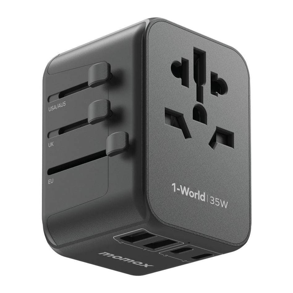 Momax 1-World PD 35W 5-Ports AC Travel Adapter - Black