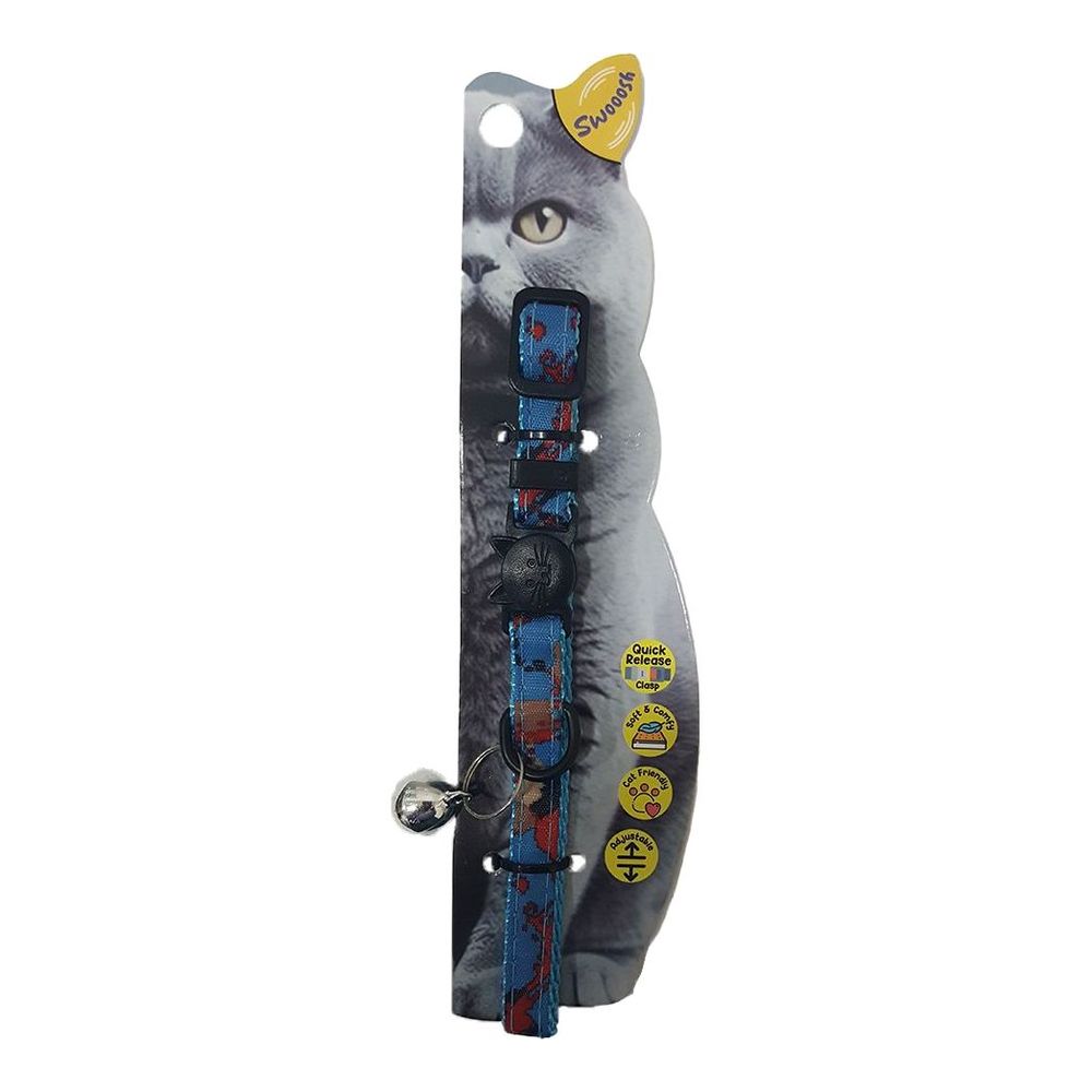 Swooosh Raining Colors Nylon Safe Cat Collar - Blue