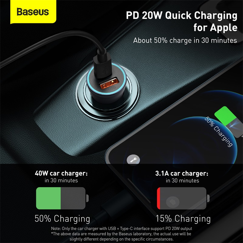 Baseus Golden Contactor Pro Dual QC Car Charger U+C 40W Black