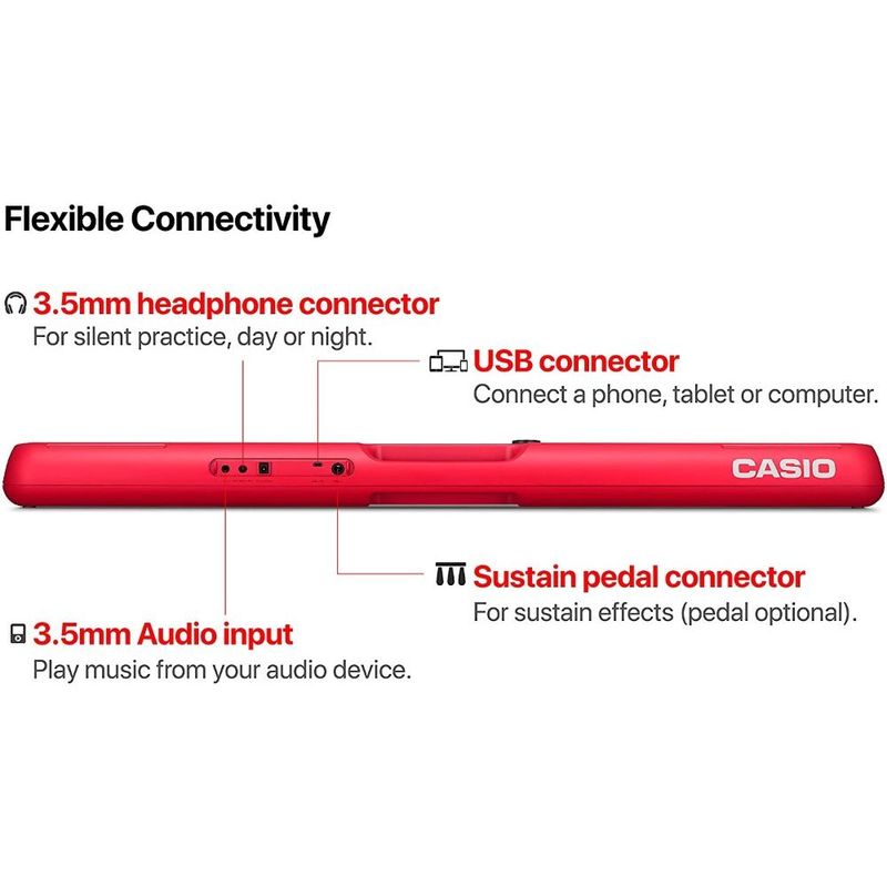 Casio Casiotone CTS-200 61-Key Portable Electric Keyboard Red