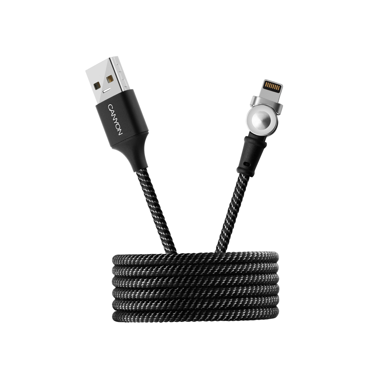 Canyon CFI-8 Lightning Charging Cable with Magnetic Rotating System Black 1m