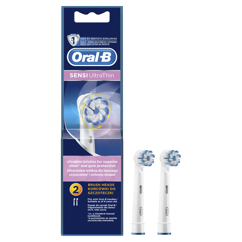 Oral-B Eb 60-2 Sensi Ultrathin Electric Replacement Toothbrush Heads Pack Of 2 White