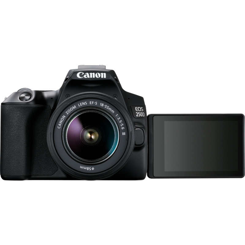 Canon EOS 250D DSLR Camera Black + EF-S 18-55mm F/3.5-5.6 III + EF 75-300mm F/4-5.6 III USM Zoom Lens (Bundle)