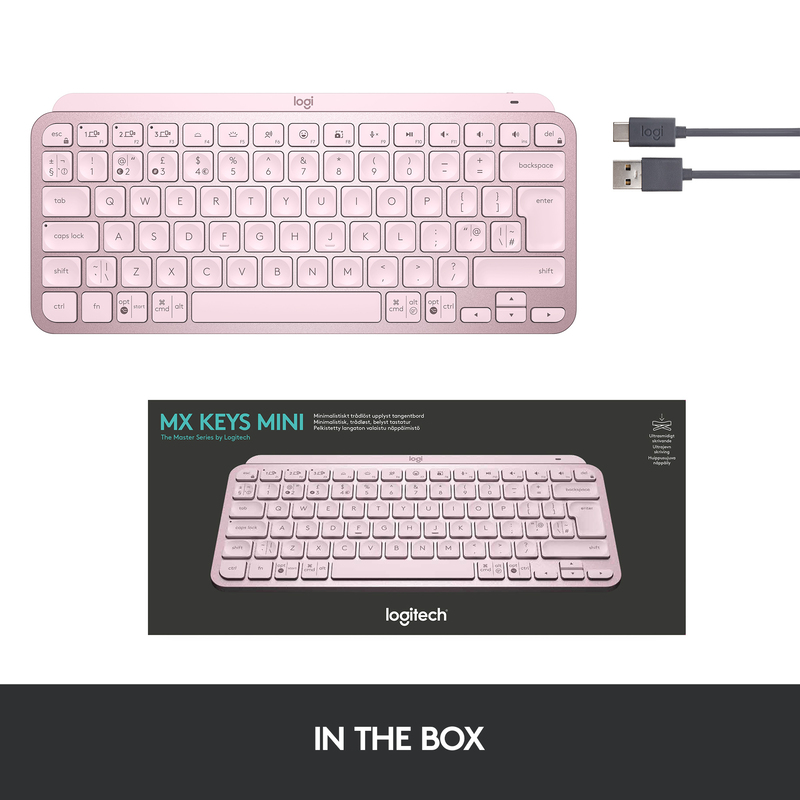 Logitech 920-010500 MX Keys Mini Wireless Illuminated Keyboard - (US International) - Rose