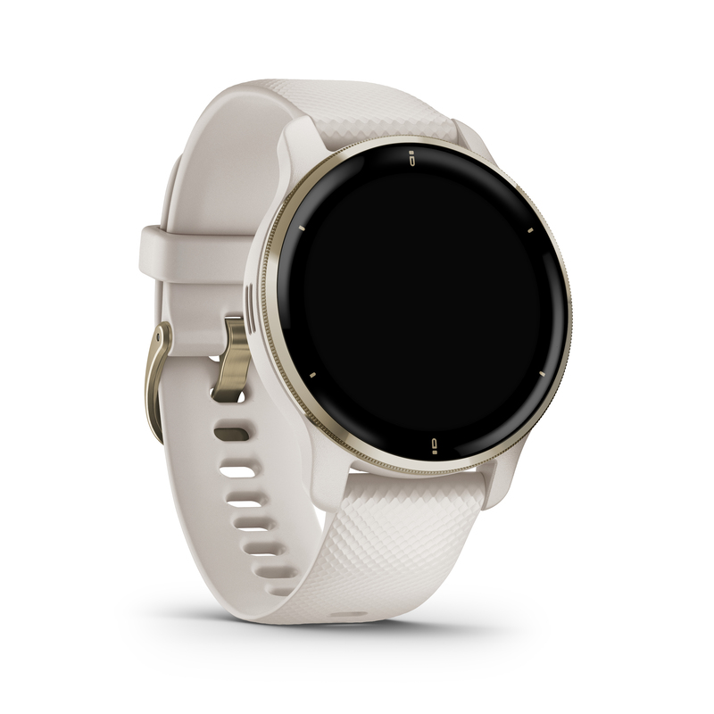 Garmin Venu 2 Plus Cream Gold Stainless Steel Bezel with Ivory Case and Silicone Band Smartwatch