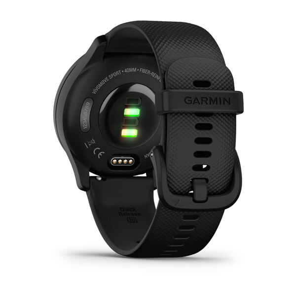 Garmin Vivomove Sport Smartwatch Black Case and Silicone Band with Slate Accents