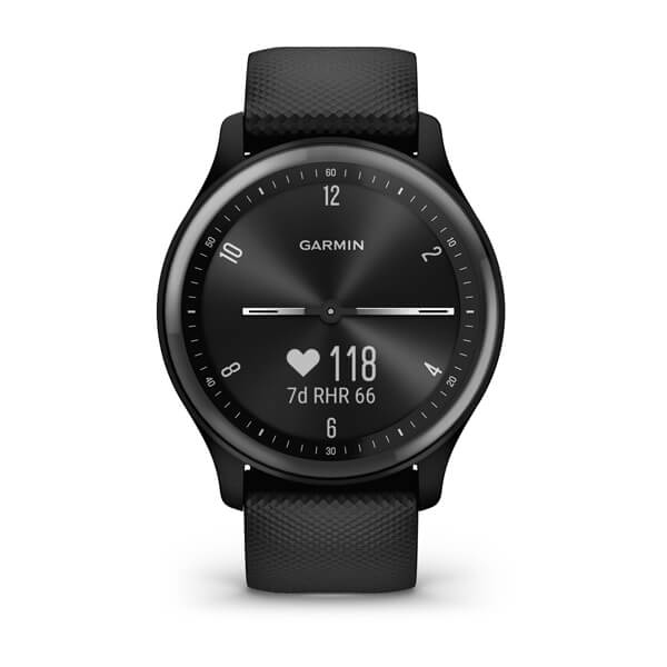 Garmin Vivomove Sport Smartwatch Black Case and Silicone Band with Slate Accents