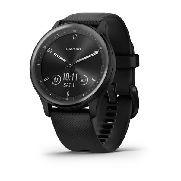 Garmin Vivomove Sport Smartwatch Black Case and Silicone Band with Slate Accents