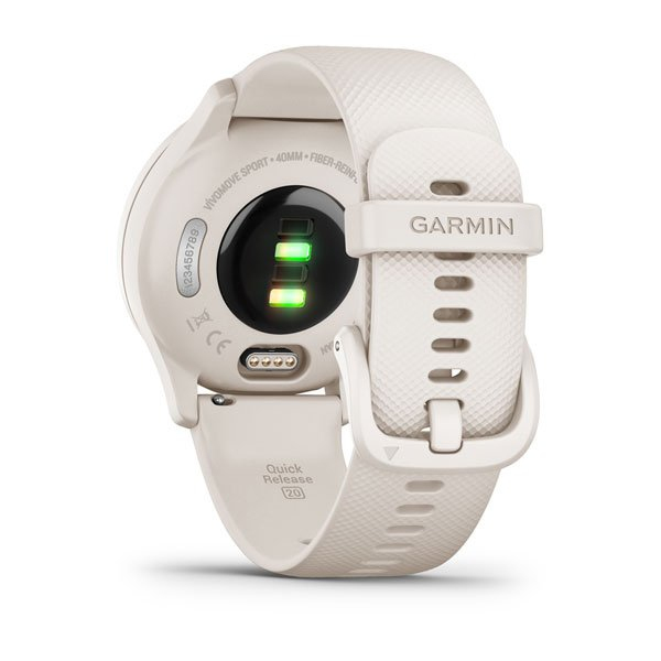 Garmin Vivomove Sport Smartwatch Ivory Case and Silicone Band with Peach Gold Accents