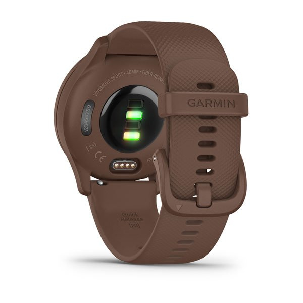 Garmin Vivomove Sport Smartwatch Cocoa Case and Silicone Band with Peach Gold Accents