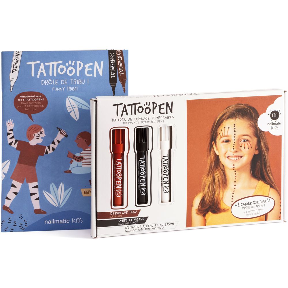 Nailmatic Kids Tattoo Pens - Funny Tribe (Set of 3) (Brown/Black/White)