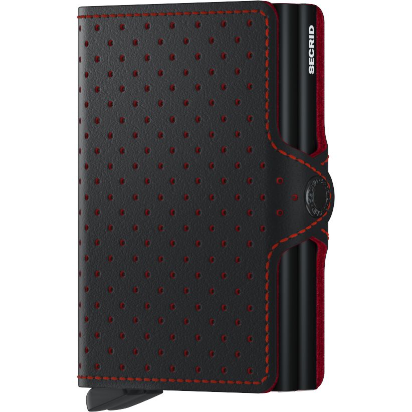 Secrid Twinwallet - Perforated Leather - Black/Red