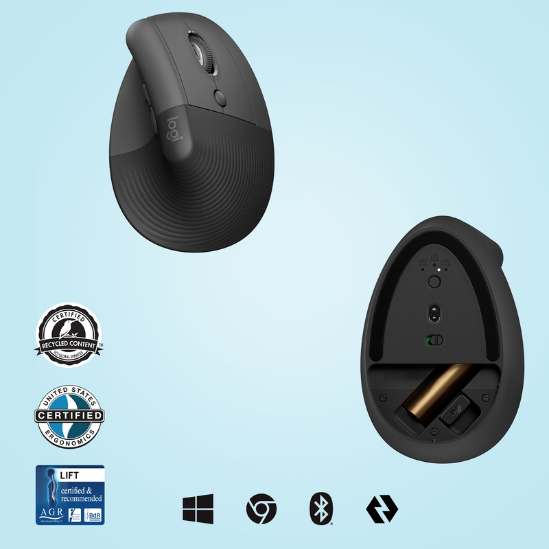 Logitech 910-006473 Lift Vertical Wireless Mouse - Graphite