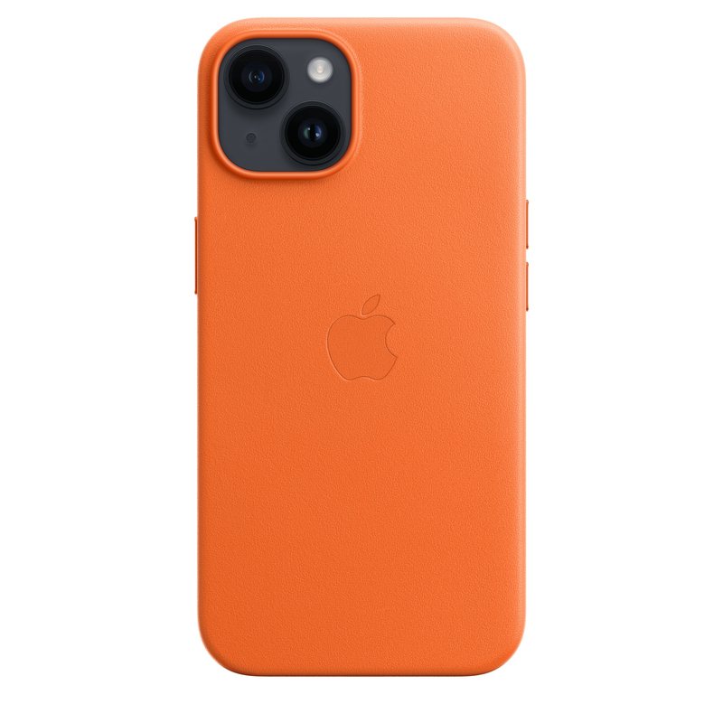 Apple Leather Case with MagSafe for iPhone 14 - Orange