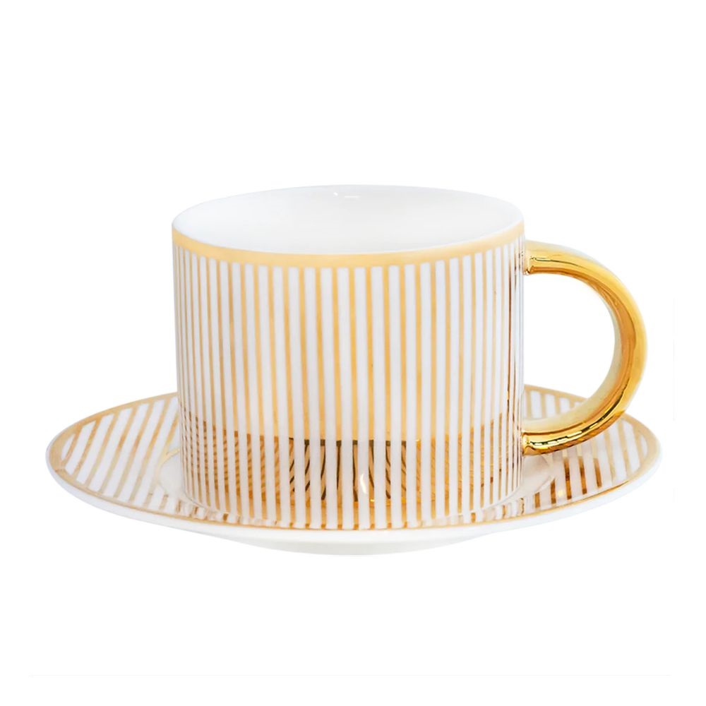 Cristina Re Pinstripe Teacup & Saucer - Ivory