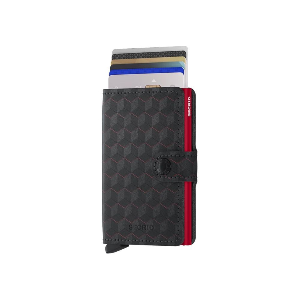 Secrid Miniwallet Leather Wallet - Optical - Black/Red