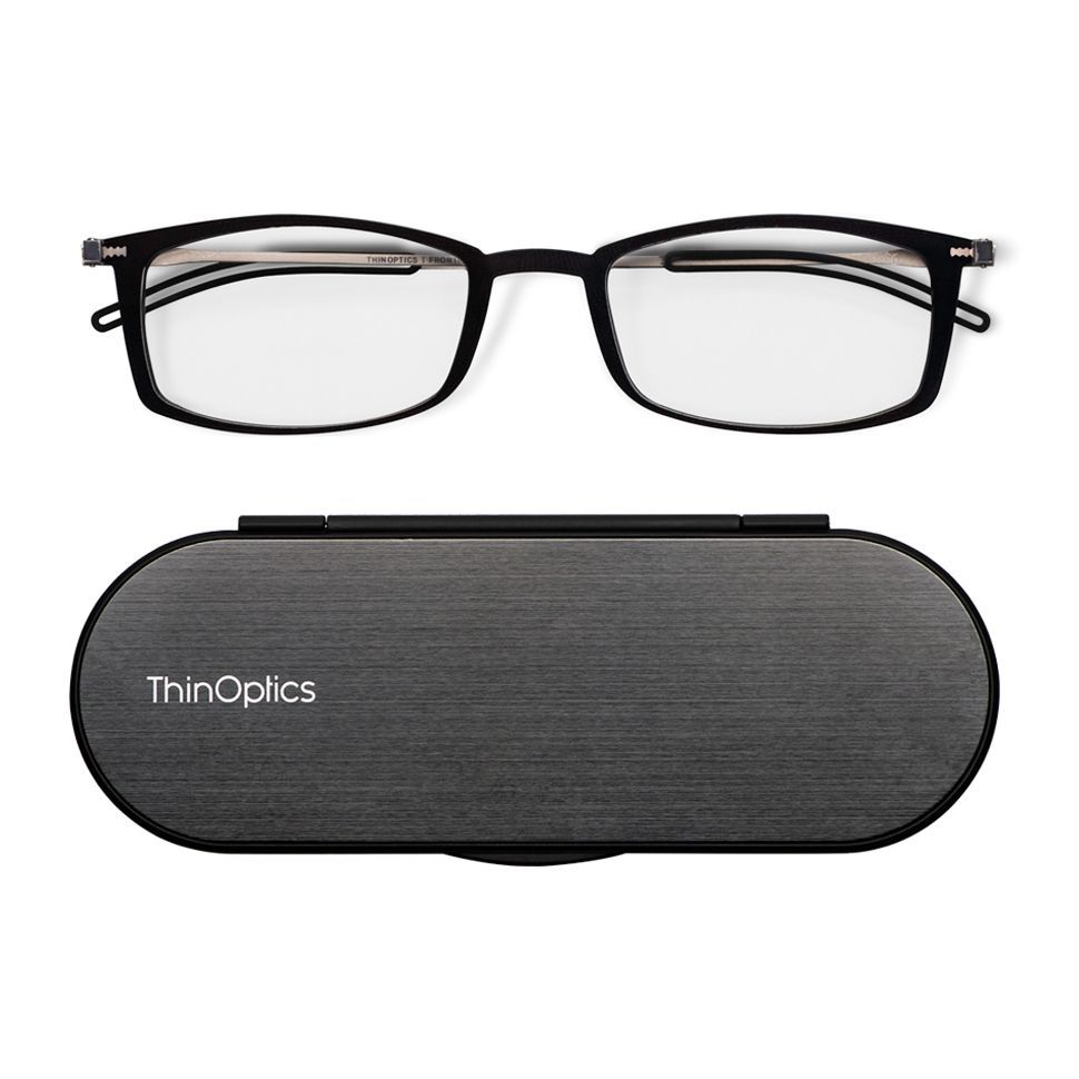 Thinoptics Brooklyn Reading Glasses With Milano Case - Clear (+1.0)