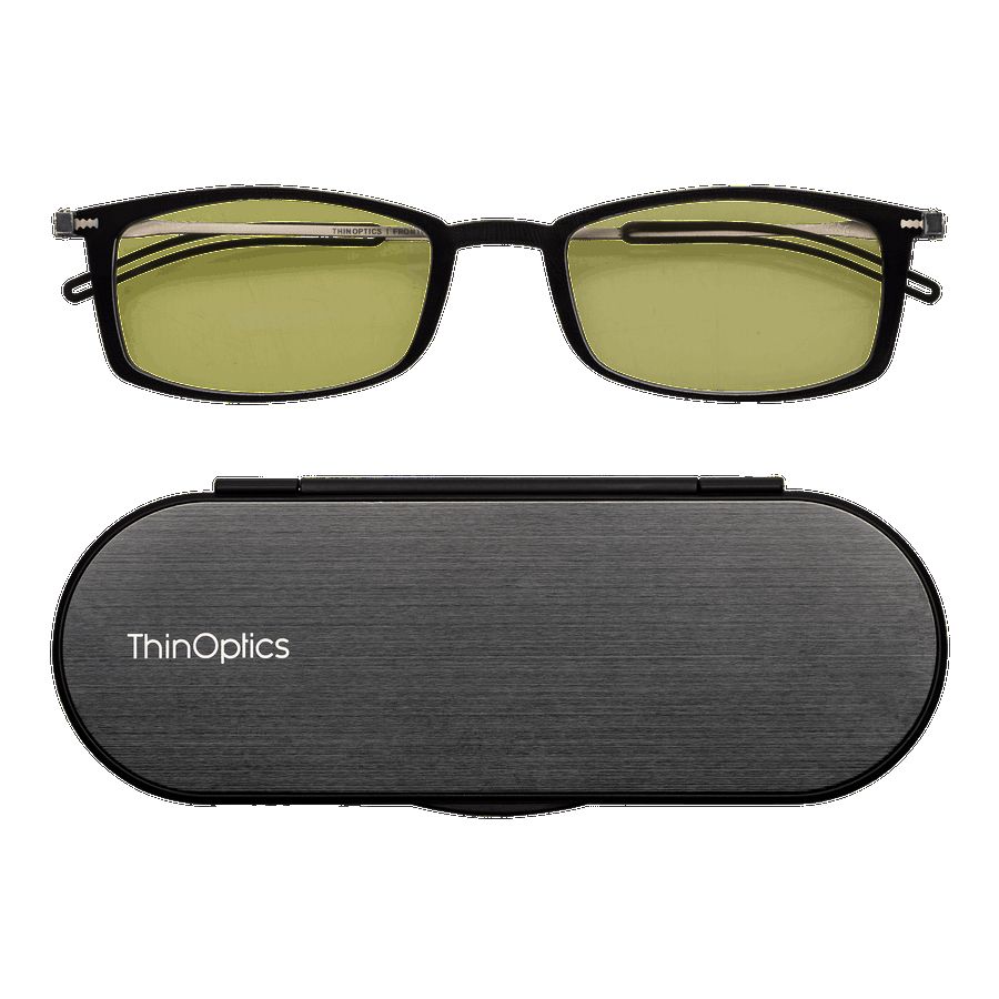 Thinoptics Brooklyn Blue Light Blocker Glasses With Milano Case - Black (0.0)