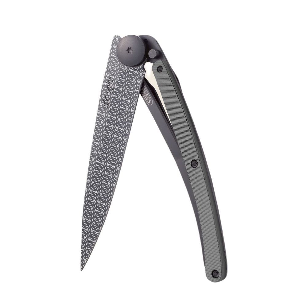Deejo 37G Pocket Knife - Dark (Grey) Aluminium/Illusions (Black)