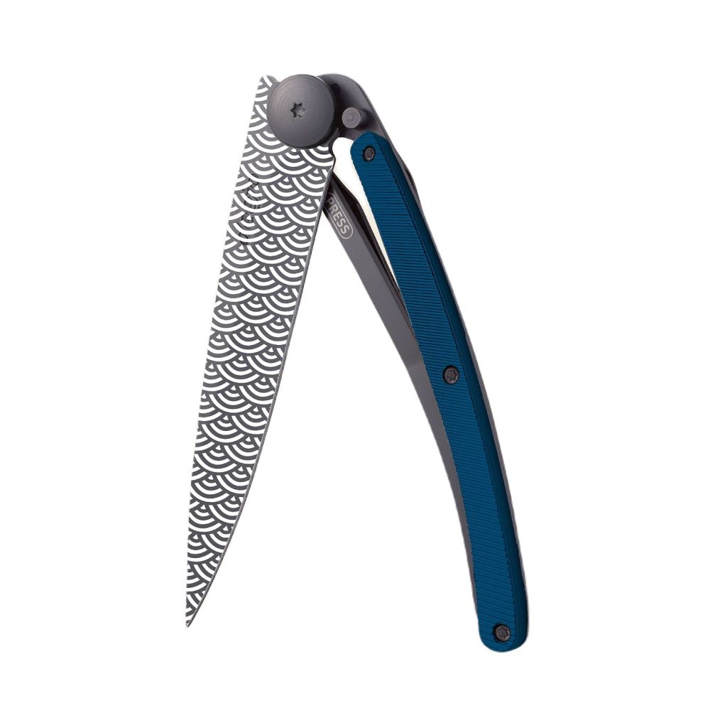 Deejo 37G Pocket Knife - Blue Aluminium/Clouds (Black)