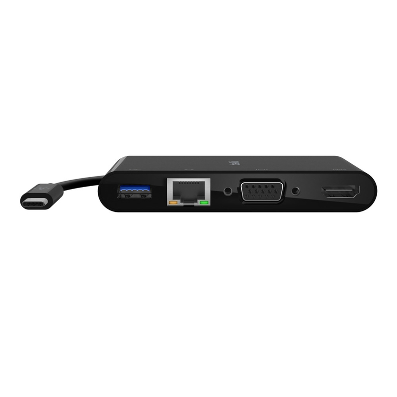 بلكين usb-c إلى جيجابت إيثرنت hdmi vga usb-a محول أسود