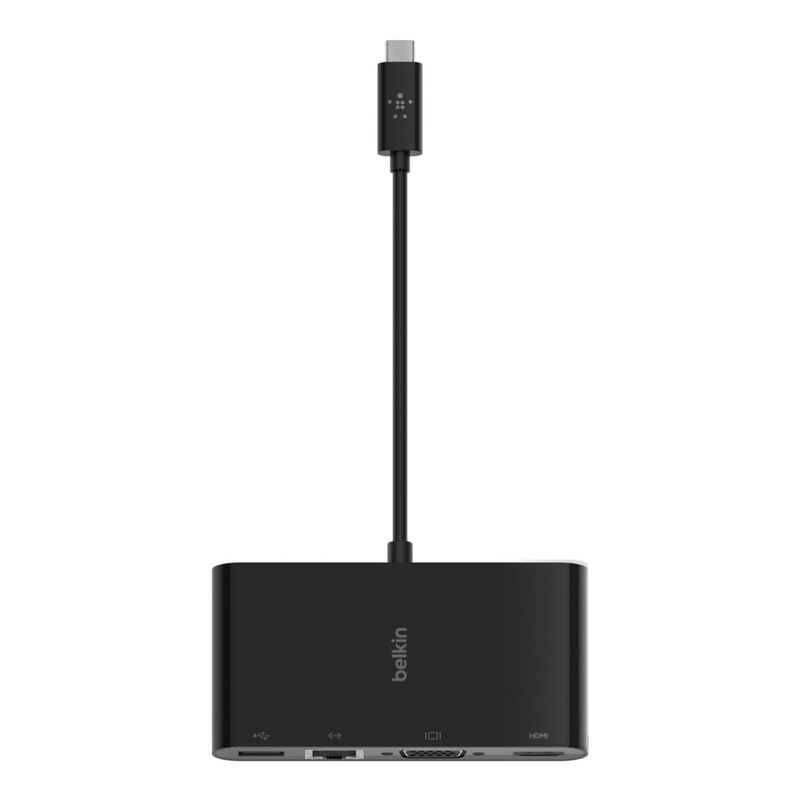 بلكين usb-c إلى جيجابت إيثرنت hdmi vga usb-a محول أسود