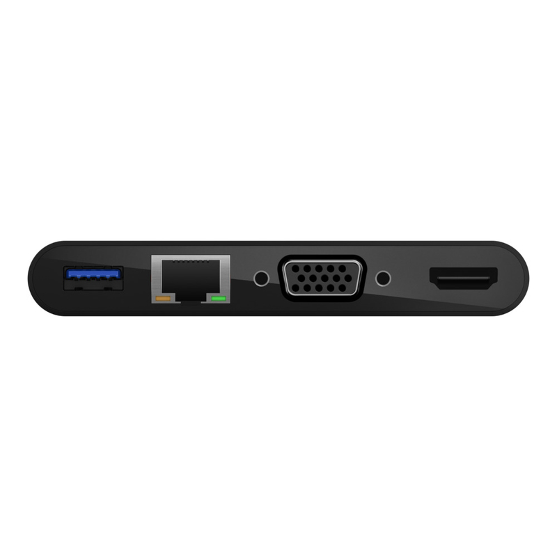 بلكين usb-c إلى جيجابت إيثرنت hdmi vga usb-a محول أسود