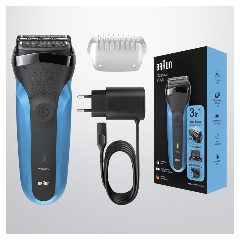 Braun Series 3 310BT Wet and Dry Shaver Black/Blue