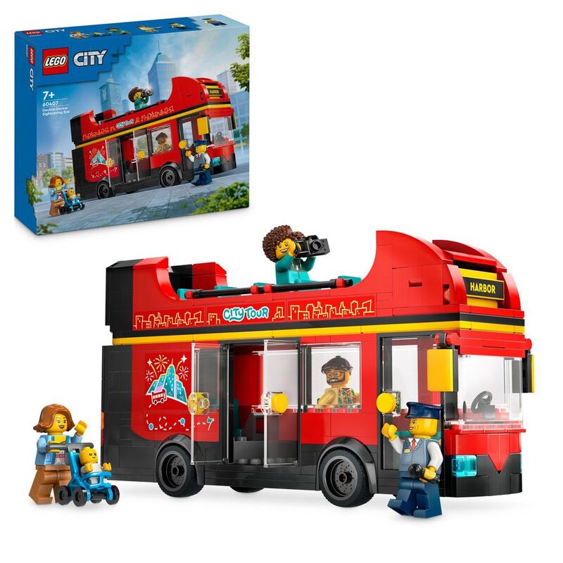 LEGO City Red Double-Decker Sightseeing Bus Toy Building Set 60407 (384 Pieces)