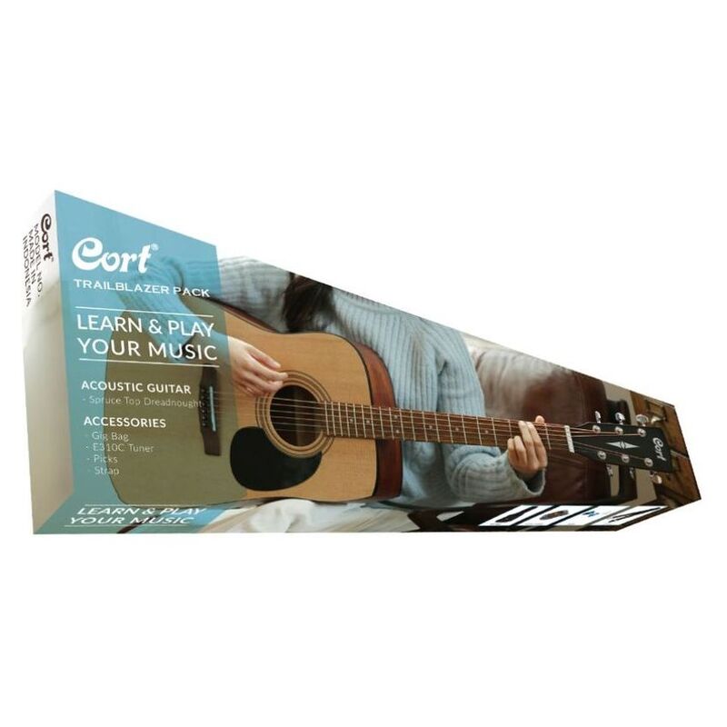 Cort CAP-810-OP Trailblazer Pack AD810 Acoustic Guitar With Strap / Picks / and Gig Bag (Open Pore)