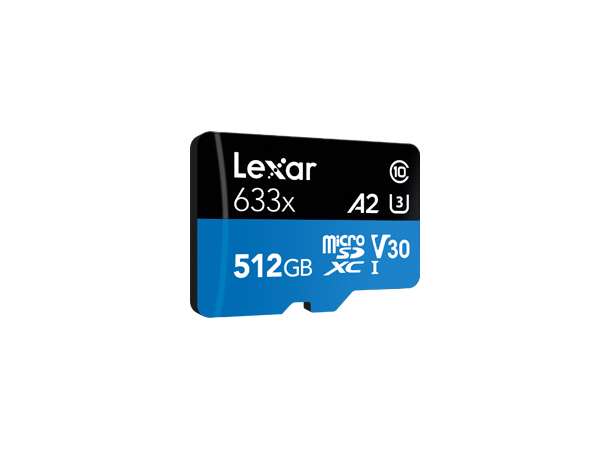 Lexar 512GB Lexar High-Performance 633X MicroSDXC UHS-I With SD Adapter/ Up To 100MB/S Read 70MB/S Write C10 A2 V30 U3