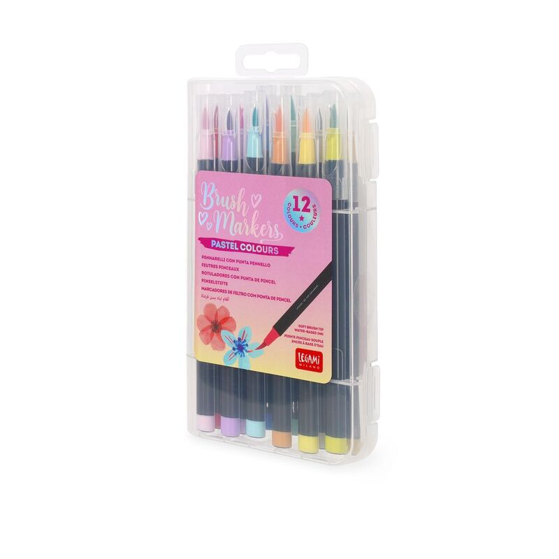 Legami Set of 12 Brush Markers - Pastel Colours
