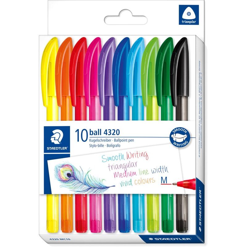 Staedtler Assorted Colours Ballpoint Pens (Pack Of 10)