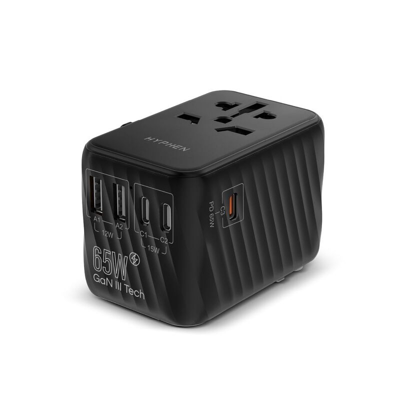 Hyphen Chargepoint GAN Universal Travel Adaptor 65W - Black