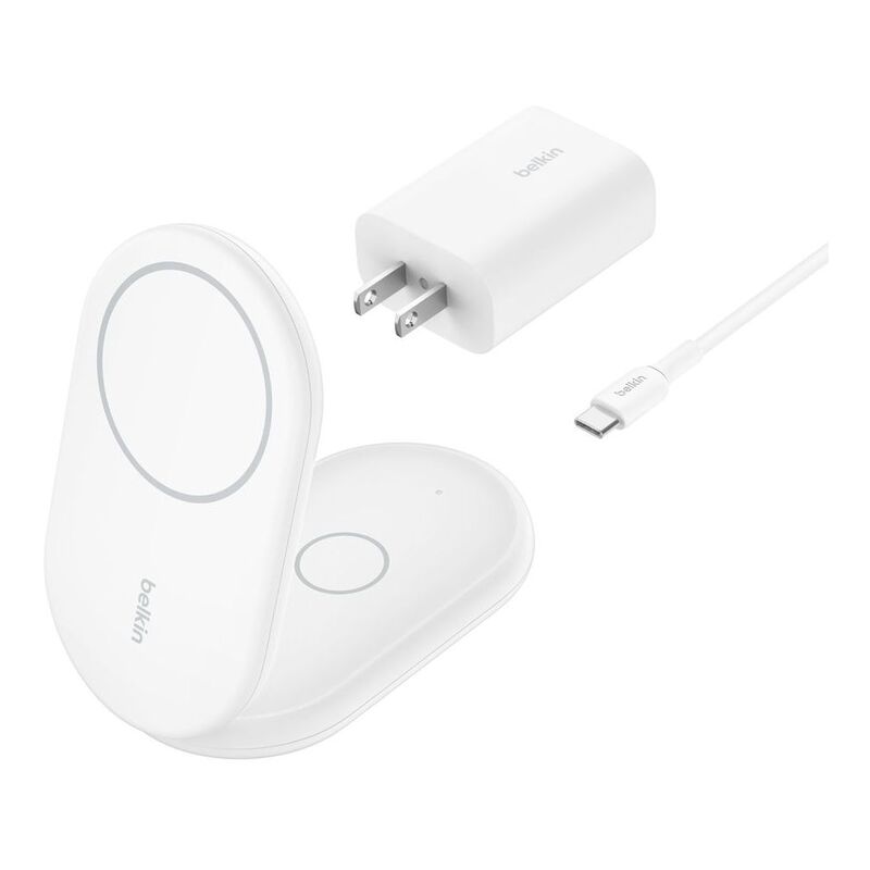 Belkin Boostcharge 2in1 Wireless Charging Stand With Magnetic Qi2 15W - White