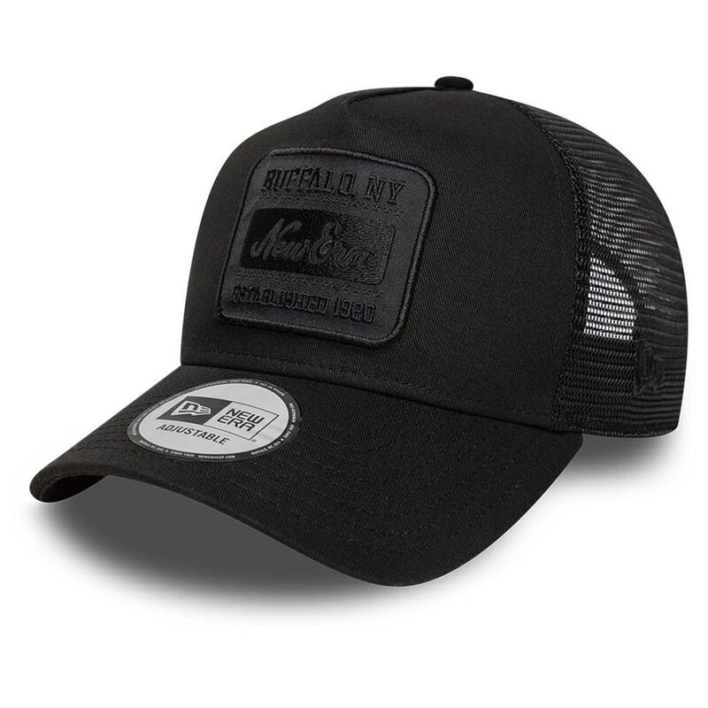 New Era Tonal Patch Trucker Black Cap (One Size)