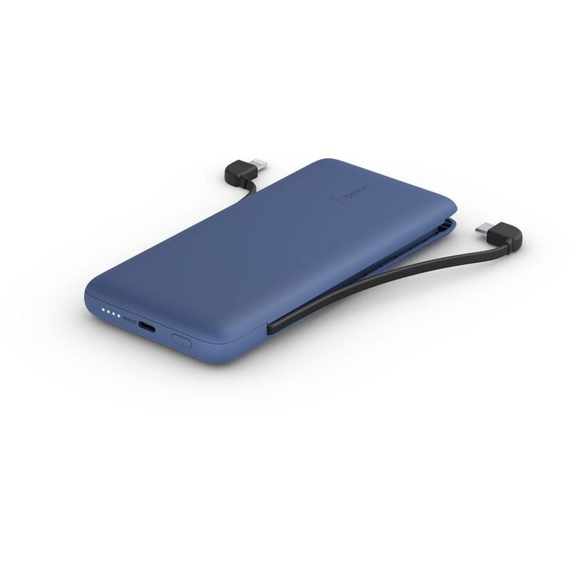 Belkin BoostCharge Plus 10000mAh USB-C Power Bank with Integrated Cables - Blue