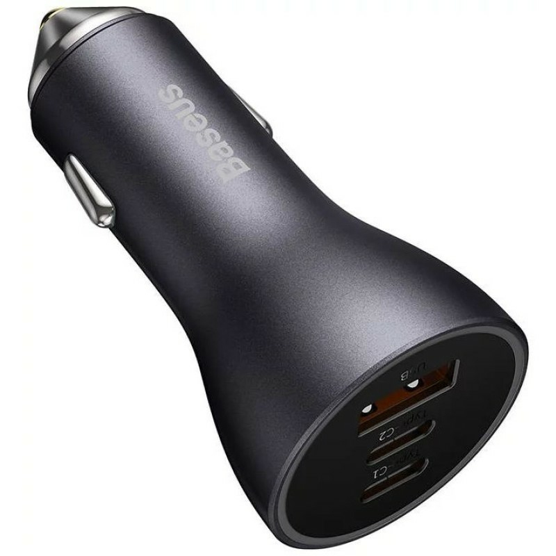 Baseus Golden Contactor Pro Triple Fast Charger Car Charger 65W U+C+C - Dark Gray