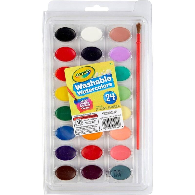 Crayola Washable Watercolours With Brush (Set Of 24)